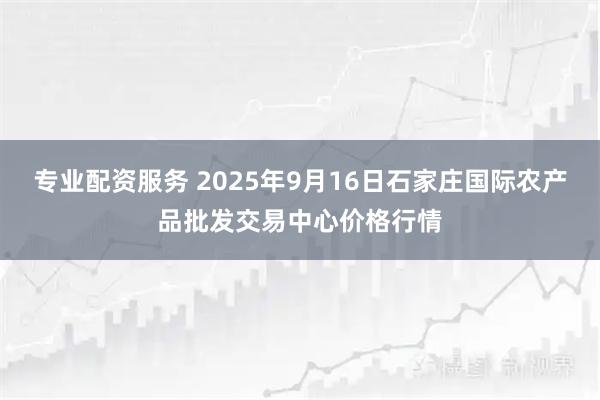 专业配资服务 2025年9月16日石家庄国际农产品批发交易中心价格行情